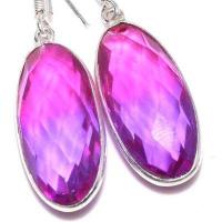 Trm 515c boucles oreilles tourmaline 10gr 12x28mm bleu mauve achat vente bijou argent 925