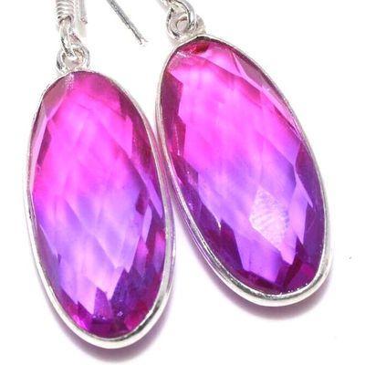 Trm 515c boucles oreilles tourmaline 10gr 12x28mm bleu mauve achat vente bijou argent 925