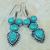 Tur 029b boucles pendants oreilles turquoise argent 925 achat vente bijou