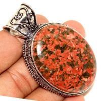 Un 009a pendentif pendant unakite 28gr 32x42mm achat vente bijou lithotherapie argent 925