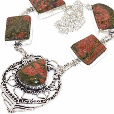 Un 012b collier parure unakite 44gr achat vente bijou pierre lithotherapie argent 925