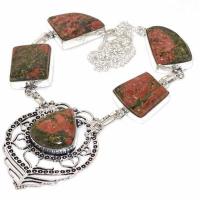 Un 012d collier parure unakite 44gr achat vente bijou pierre lithotherapie argent 925