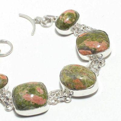 Un 015b bracelet unakite 31gr 15x20mm achat vente bijou mineraux lithotherapie argent 925