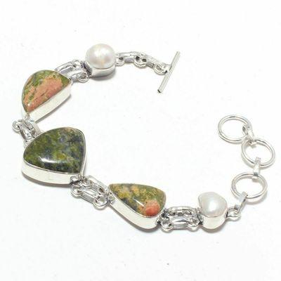 Un 016b bracelet unakite perle 21gr 15x20mm achat vente bijou lithotherapie argent 925