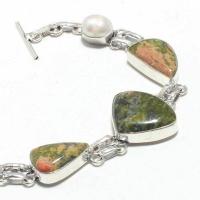 Un 016b bracelet unakite perle 21gr 15x20mm achat vente bijou lithotherapie argent 925