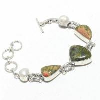 Un 016d bracelet unakite perle 21gr 15x20mm achat vente bijou lithotherapie argent 925