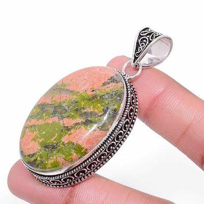 Un 020c pendentif pendant unakite 22gr 26x40mm achat vente bijou lithotherapie argent 926