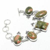 Un 022d bracelet unakite 47gr 15x20mm achat vente bijou mineraux lithotherapie argent 925