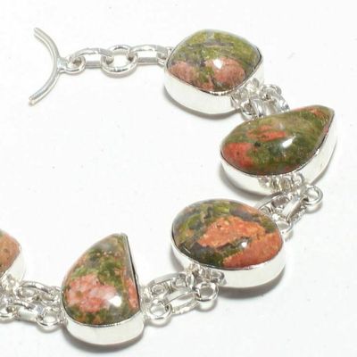 Un 029b bracelet unakite 28gr 15x20mm achat vente bijou mineraux lithotherapie argent 925