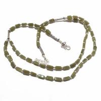 Un 030b collier parure unakite 27gr 5x8mm achat vente bijou pierre lithotherapie argent 925