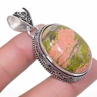 Un 032a pendentif pendant unakite 17gr 22x30mm achat vente bijou lithotherapie argent 925
