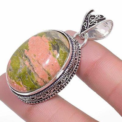 Un 032a pendentif pendant unakite 17gr 22x30mm achat vente bijou lithotherapie argent 925