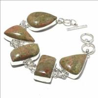 Un 035a bracelet unakite 41gr 15x30mm achat vente bijou mineraux lithotherapie argent 925