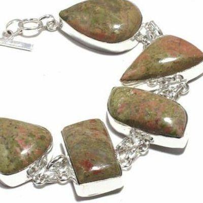 Un 035b bracelet unakite 41gr 15x30mm achat vente bijou mineraux lithotherapie argent 925