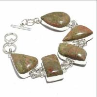 Un 035d bracelet unakite 41gr 15x30mm achat vente bijou mineraux lithotherapie argent 925