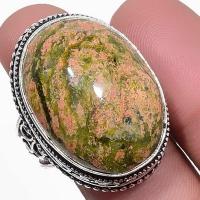 Un 036b bague chevaliere unakite 15gr t59 18x26mm achat vente bijou pierre argent 925