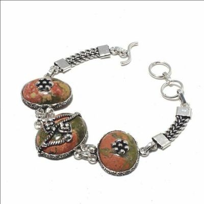 Un 038a bracelet unakite 33gr 15x20mm achat vente bijou mineraux lithotherapie argent 925