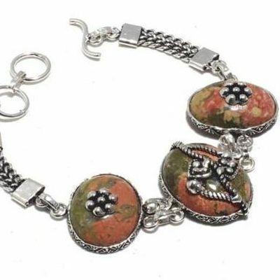 Un 038b bracelet unakite 33gr 15x20mm achat vente bijou mineraux lithotherapie argent 925