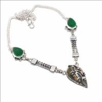 Un 039a collier parure unakite emeraude 22gr achat vente bijou pierre lithotherapie argent 925