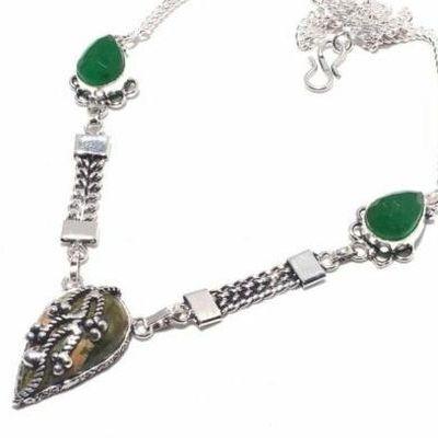 Un 039b collier parure unakite emeraude 22gr achat vente bijou pierre lithotherapie argent 925