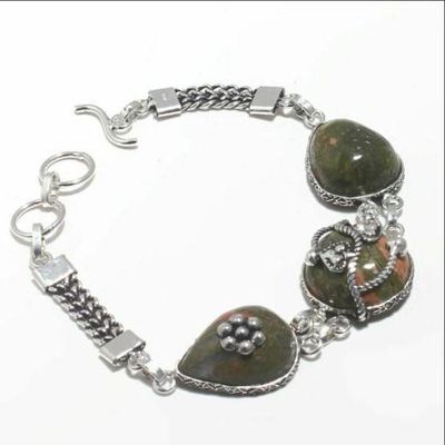 Un 043d bracelet unakite 23gr 15x20mm achat vente bijou mineraux lithotherapie argent 925
