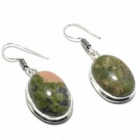 Un 044a boucles pendants oreilles unakite 12gr 15x20mm achat vente bijou lithotherapie argent 925