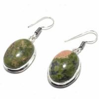 Un 044b boucles pendants oreilles unakite 12gr 15x20mm achat vente bijou lithotherapie argent 925