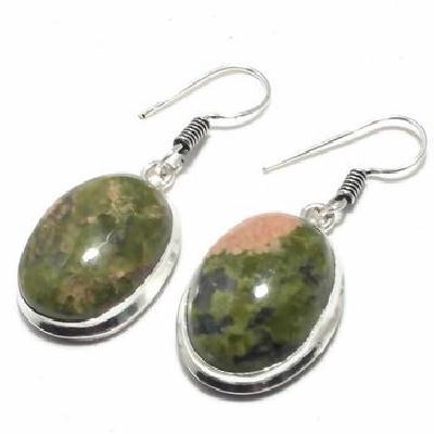 Un 044c boucles pendants oreilles unakite 12gr 15x20mm achat vente bijou lithotherapie argent 925