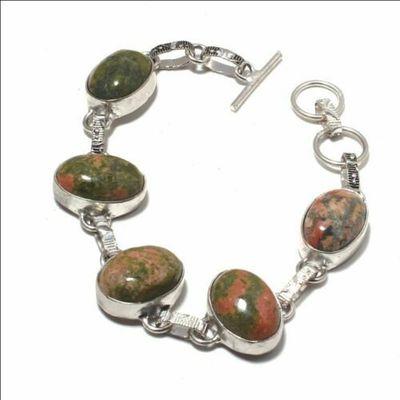 Un 049a bracelet unakite 21gr 14x18mm achat vente bijou mineraux lithotherapie argent 925