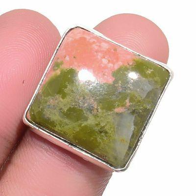 Un 056a bague chevaliere unakite 9gr t58 18x18mm achat vente bijou pierre argent 925