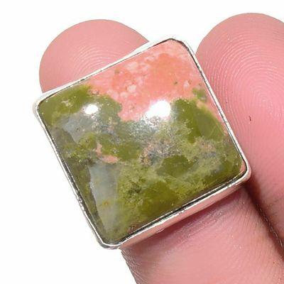 Un 056a bague chevaliere unakite 9gr t58 18x18mm achat vente bijou pierre argent 925