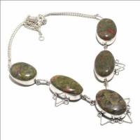 Un 057a collier parure unakite 47gr 20x30mm achat vente bijou pierre argent 925