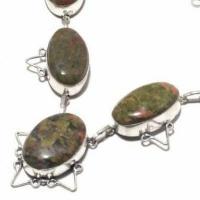 Un 057b collier parure unakite 47gr 20x30mm achat vente bijou pierre argent 925