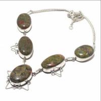 Un 057d collier parure unakite 47gr 20x30mm achat vente bijou pierre argent 925