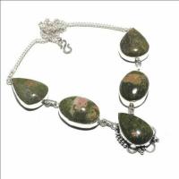 Un 061a collier parure unakite 54gr 20x30mm achat vente bijou pierre argent 925