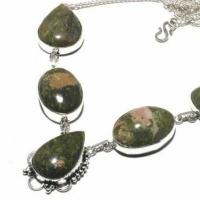 Un 061b collier parure unakite 54gr 20x30mm achat vente bijou pierre argent 925