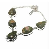 Un 061d collier parure unakite 54gr 20x30mm achat vente bijou pierre argent 925