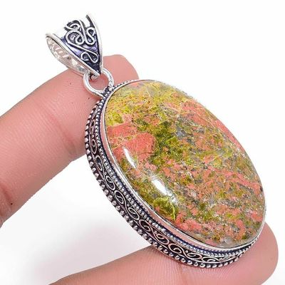Un 064a pendentif pendant unakite 26gr 26x42mm achat vente bijou pierre argent 925