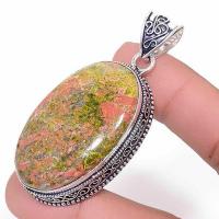 Un 064b pendentif pendant unakite 26gr 26x42mm achat vente bijou pierre argent 925