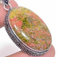 Un 064c pendentif pendant unakite 26gr 26x42mm achat vente bijou pierre argent 925