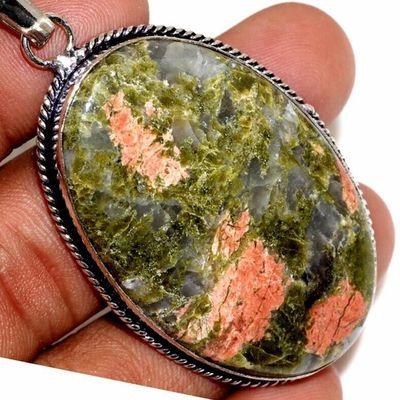 Un 067c pendentif pendant unakite 19gr 30x40mm achat vente bijou pierre argent 925