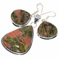 Un 068b pendentif boucles oreilles unakite 30gr 32x42mm achat vente bijou argent 925