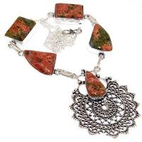 Un 069a collier parure unakite 39gr 20x15mm achat vente bijou pierre argent 925