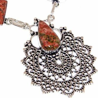 Un 069b collier parure unakite 39gr 20x15mm achat vente bijou pierre argent 925