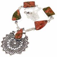 Un 069d collier parure unakite 39gr 20x15mm achat vente bijou pierre argent 925