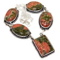 Un 070a collier parure unakite 45gr 20x30mm achat vente bijou pierre argent 925