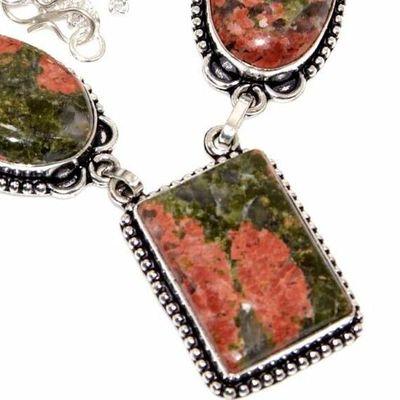 Un 070b collier parure unakite 45gr 20x30mm achat vente bijou pierre argent 925