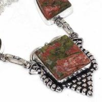 Un 071c collier parure unakite 34gr 15x30mm achat vente bijou pierre argent 925