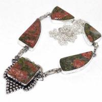 Un 071d collier parure unakite 34gr 15x30mm achat vente bijou pierre argent 925