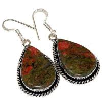 Un 072a boucles oreilles unakite 13gr 20x25mm achat vente bijou pierre argent 925